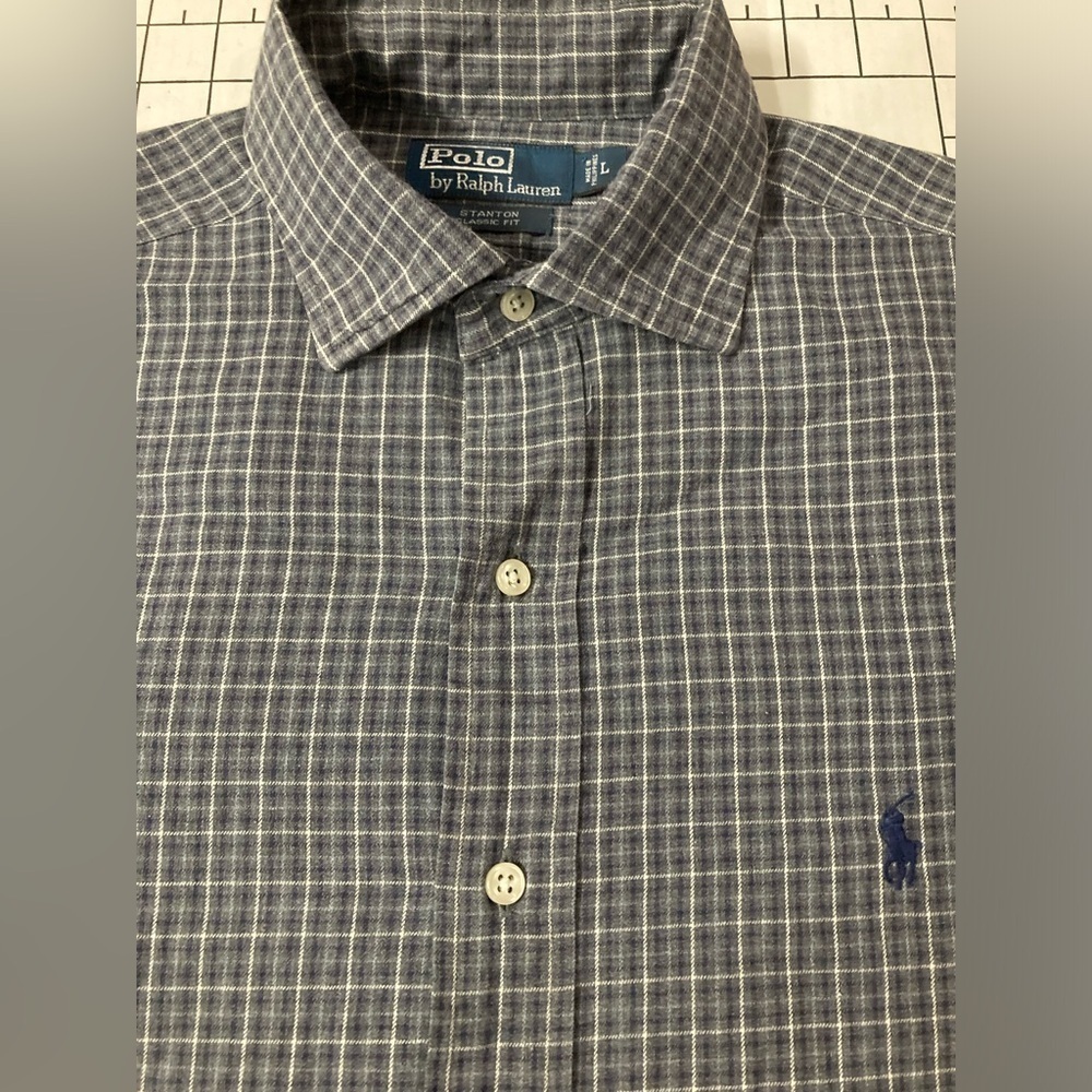 Polo Ralph Lauren Men’s Large‎ Blue-Grey Stanton Classic Fit Button Down Shirt - Picture 3 of 6